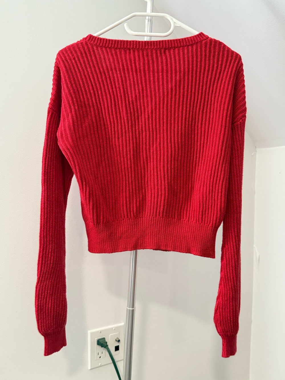 GUESS Bright Red Ribbed Button-Front Cardigan - Picture 2 of 6